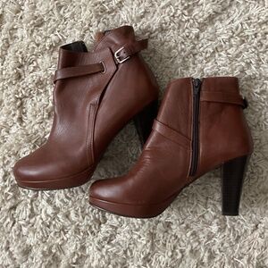 Le Style Cognac Leather Boots 38 Made in Portugal NWOT